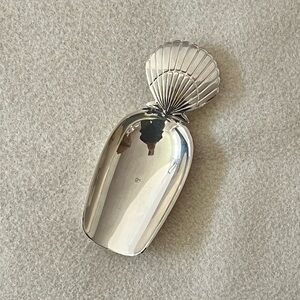 Modernist art deco style silver scooper spoon sea shell handle